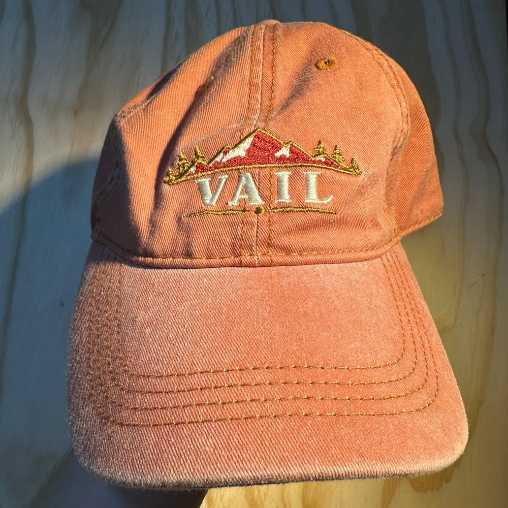 Unbranded Vail Colorado Mountain Souvenir Hat Orange Cotton Adjustable Dad Cap